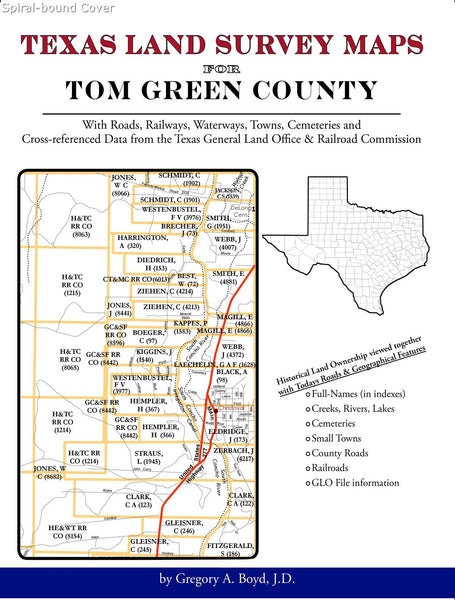 Texas Land Survey Maps for Tom Green County (Spiral book cover)